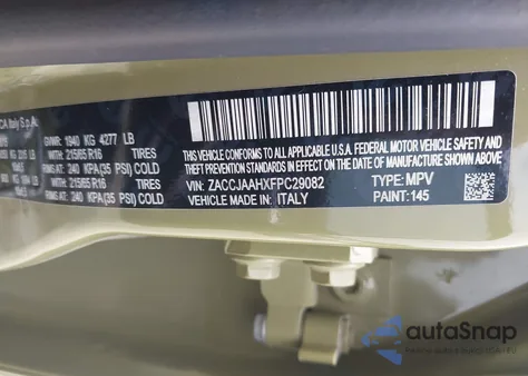 2015 Jeep Renegade Sport from USA, damaged, VIN ZACCJAAHXFPC29082